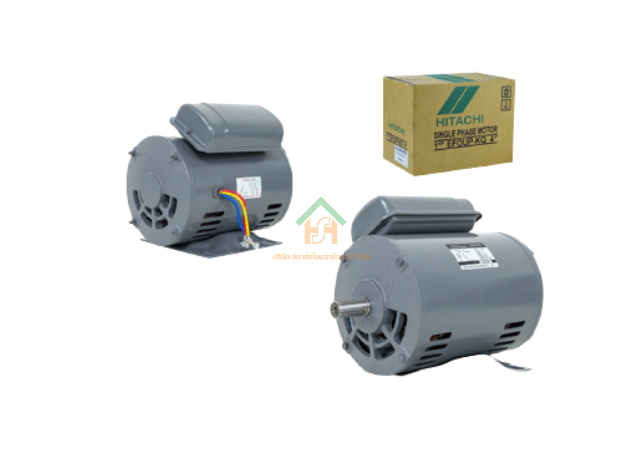 มอเตอร์ ฮิตาชิ HITACHI มอเตอร์ไฟฟ้า 1.0HP(0.75kw) 4Pole 1เฟส(220V) รุ่น EFOUP-KR คาปาซิเตอร์สตาร์ท 412007TT01 HIM05