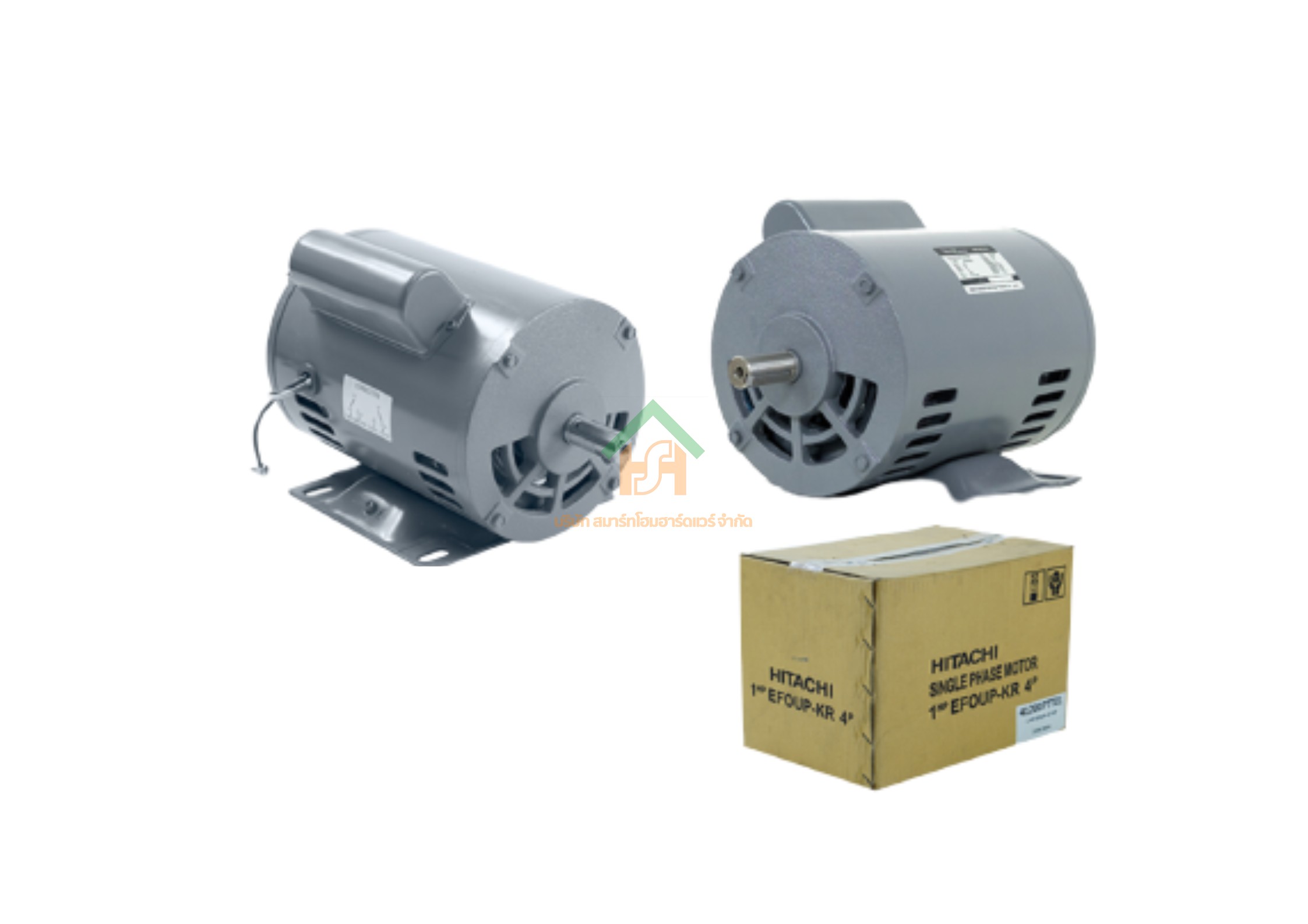 มอเตอร์ ฮิตาชิ HITACHI มอเตอร์ไฟฟ้า 1.0HP(0.75kw) 4Pole 1เฟส(220V) รุ่น EFOUP-KQ คาปาซิเตอร์สตาร์ท 412148HT01 HIM06