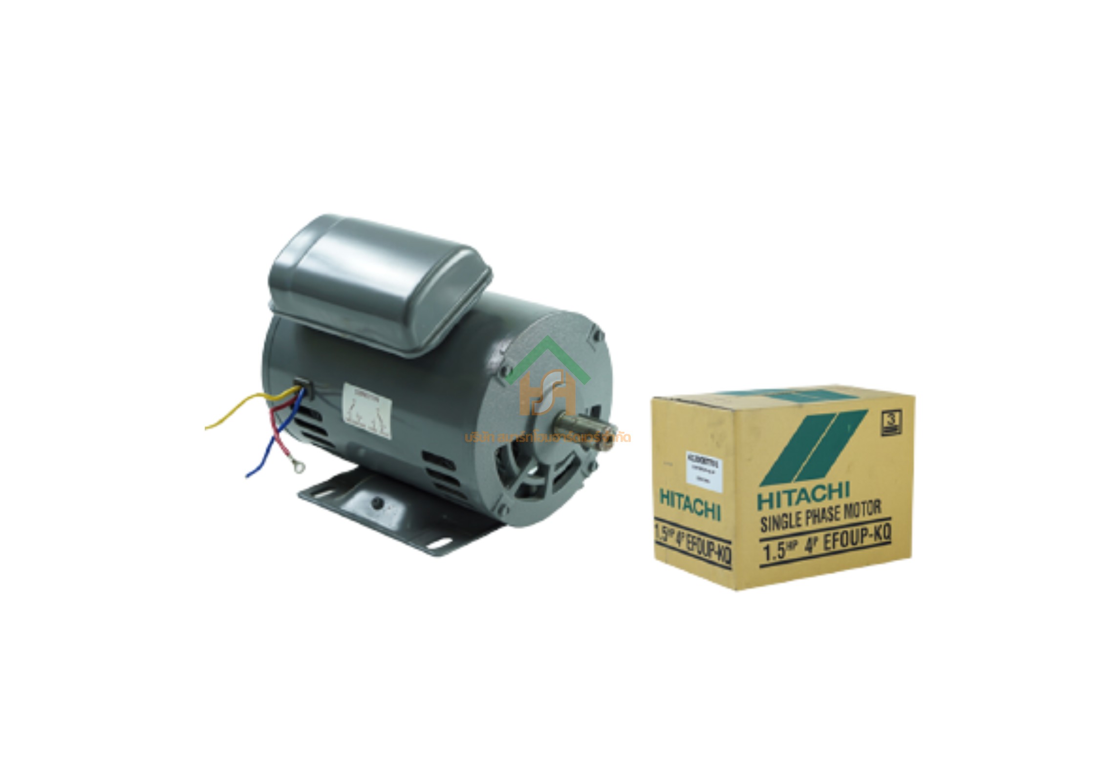 มอเตอร์ ฮิตาชิ HITACHI มอเตอร์ไฟฟ้า 1.5HP(1.10kw) 4Pole 1เฟส(220V) รุ่น EFOUP-KQคาปาซิเตอร์สตาร์ท 412008TT01 HIM07
