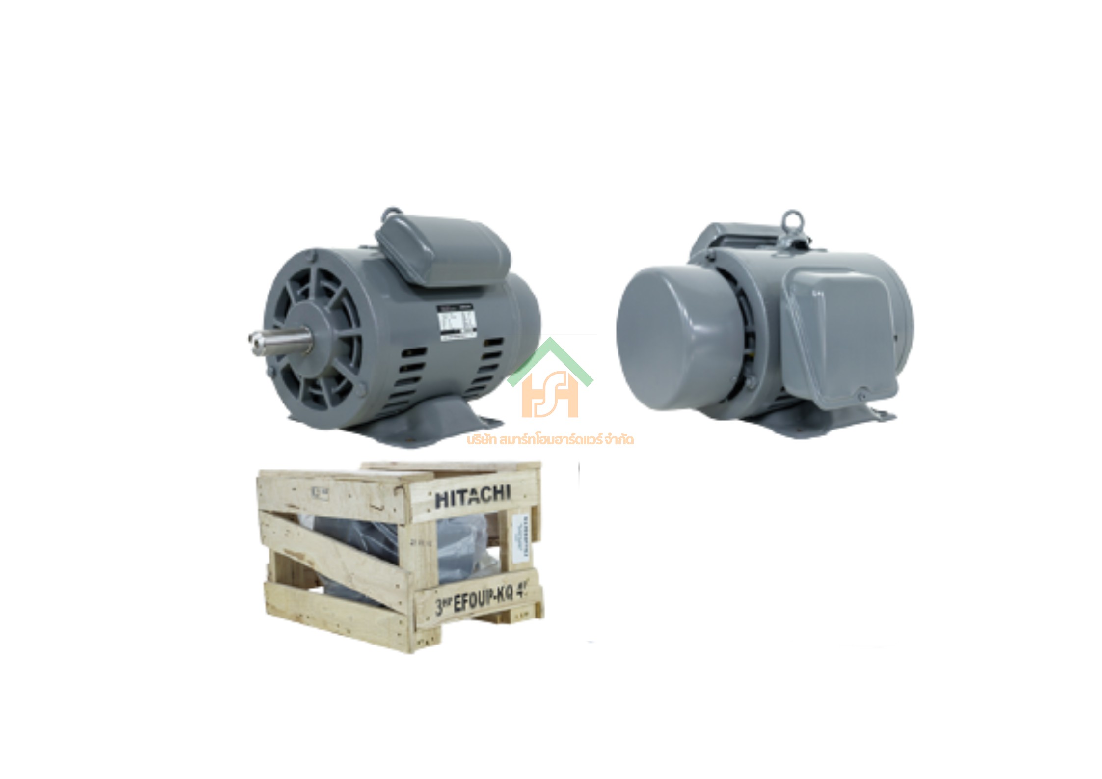 มอเตอร์ ฮิตาชิ HITACHI มอเตอร์ไฟฟ้า 5.0HP(3.70kw) 4Pole 1เฟส(220V) รุ่น EFOUP-KQ คาปาซิเตอร์สตาร์ท 412011TT01 HIM10