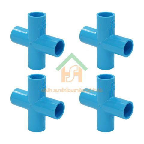 สี่ทาง90 สี่ทางบวกPVC สี่ทาง90สี่ทางบวกพีวีซี สี่ทาง90สี่ทางบวกน้ำไทย ขนาด 1/2" (4หุน) THAIPIPEจำนวน 4ชิ้น/แพ็ค